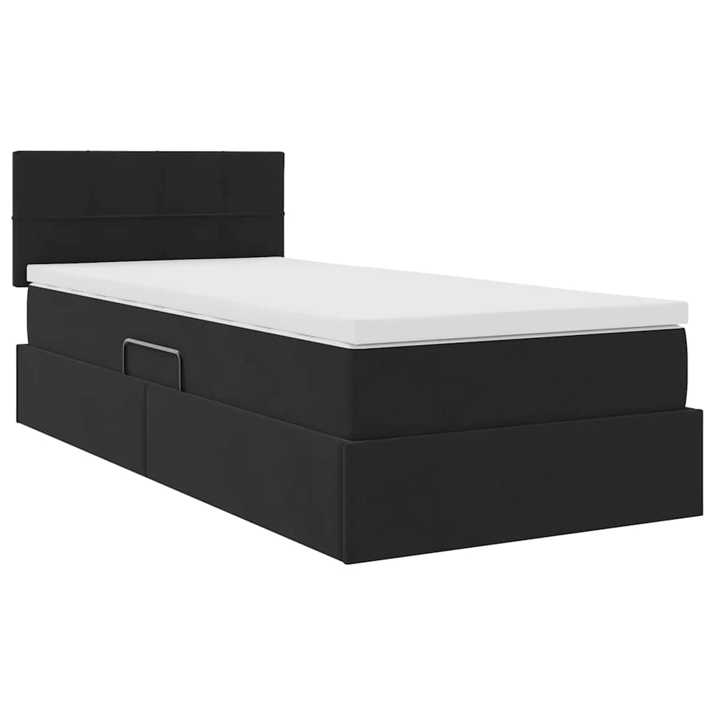Krevet s od storage s madracem Crna 90 x 190 cm Baršun