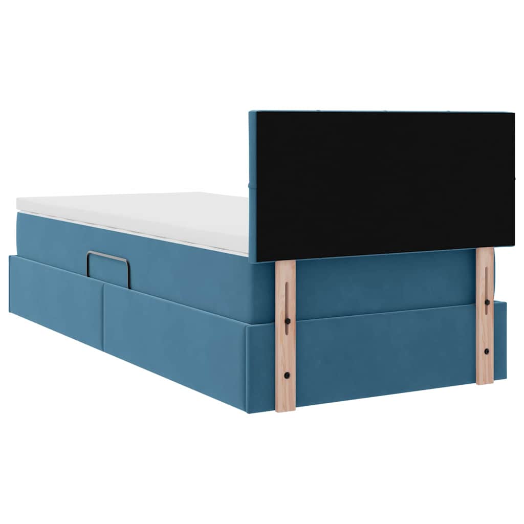 Krevet s od storage s madracem Tamno plava 90 x 190 cm Baršun