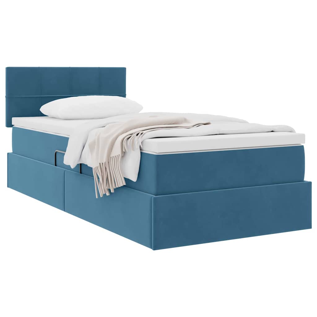 Krevet s od storage s madracem Tamno plava 90 x 190 cm Baršun