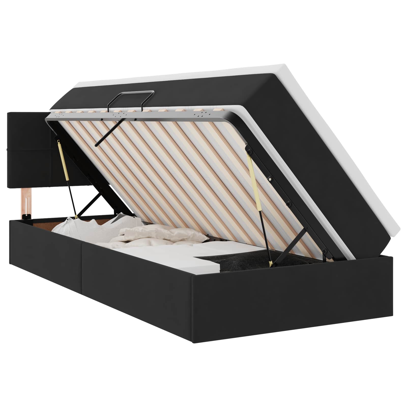 Krevet s od storage s madracem Crna 90 x 200 cm Baršun