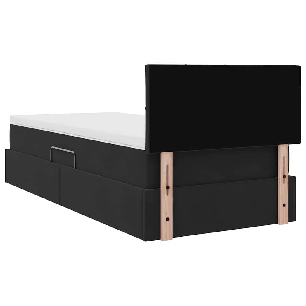 Krevet s od storage s madracem Crna 90 x 200 cm Baršun