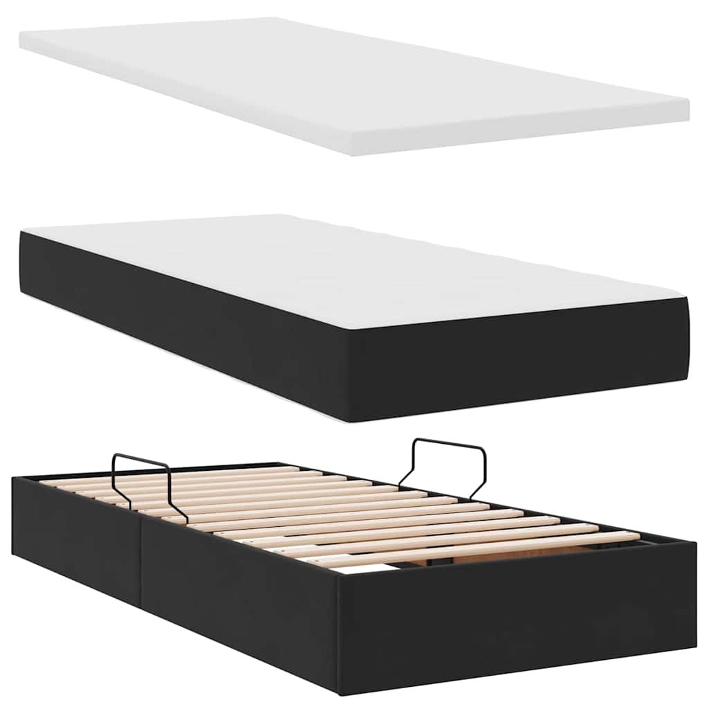 Krevet s od storage s madracem Crna 90 x 200 cm Baršun