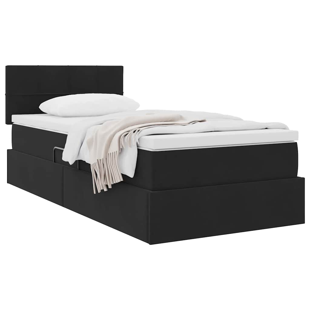 Krevet s od storage s madracem Crna 90 x 200 cm Baršun