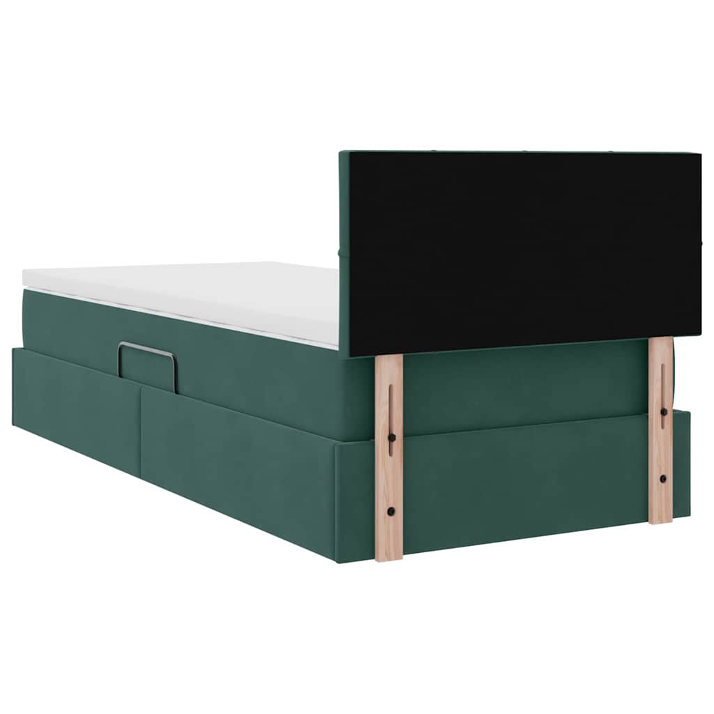 Krevet s od storage s madracem Tamnozelena 90 x 200 cm Baršun