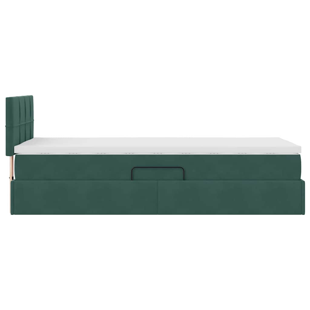 Krevet s od storage s madracem Tamnozelena 90 x 200 cm Baršun