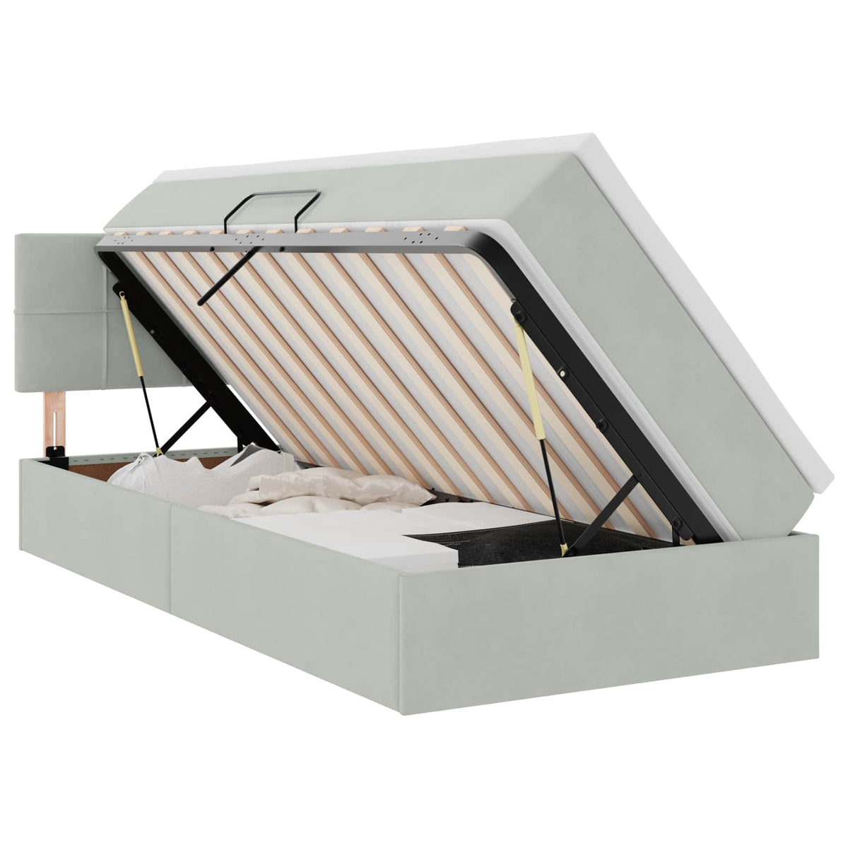 Krevet s od storage Svijetlo siva 100 x 200 cm Baršun