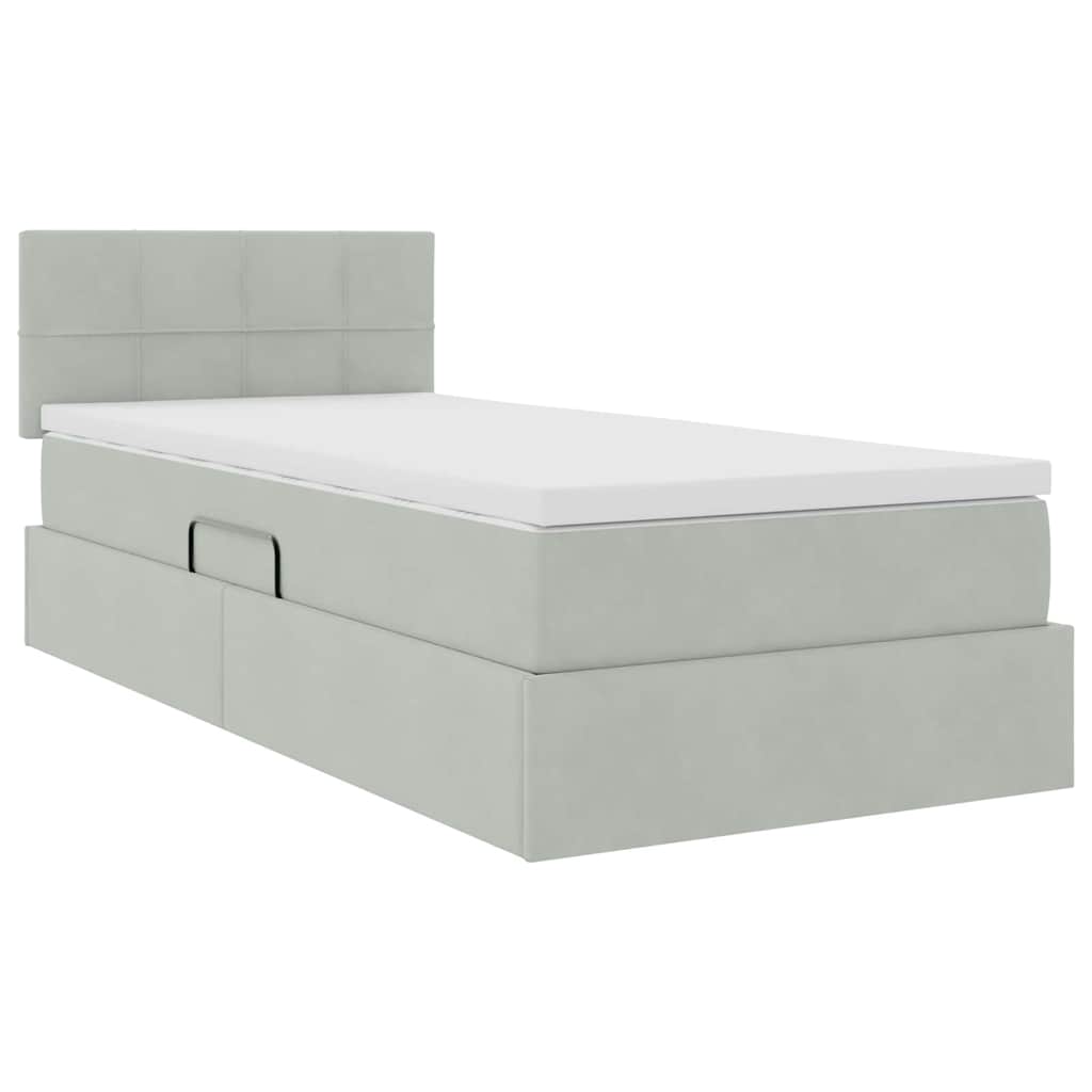 Krevet s od storage Svijetlo siva 100 x 200 cm Baršun