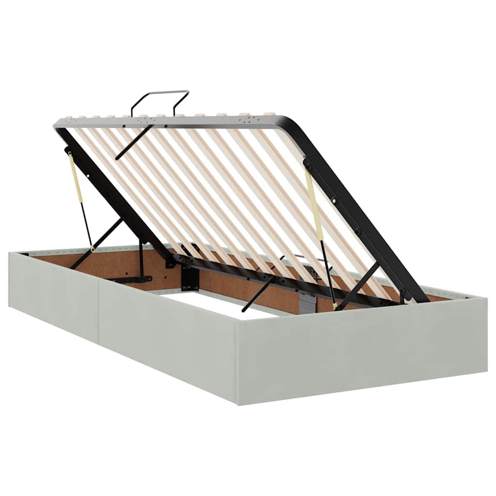 Krevet s od storage Svijetlo siva 100 x 200 cm Baršun