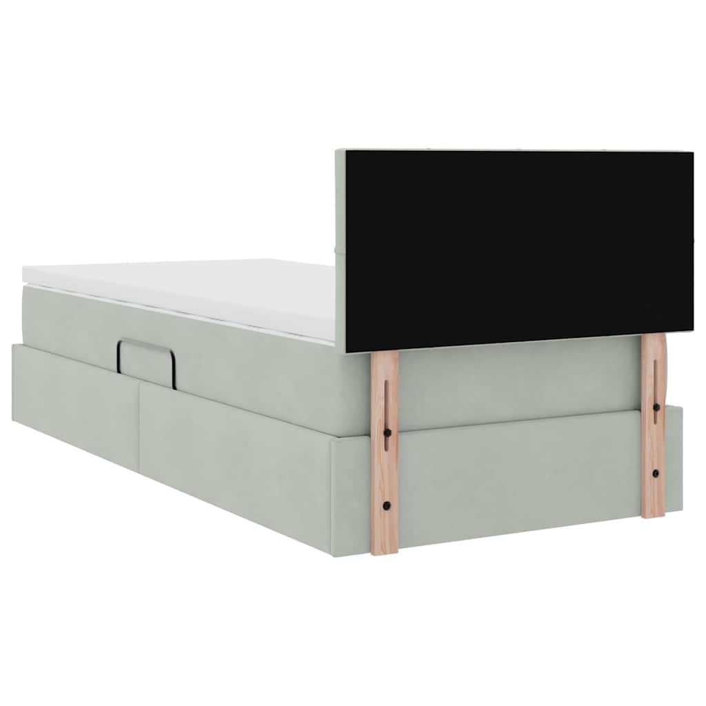 Krevet s od storage Svijetlo siva 100 x 200 cm Baršun