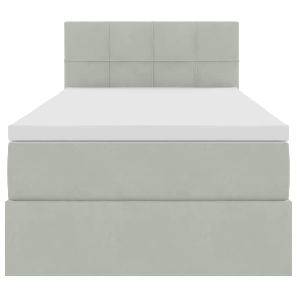 Krevet s od storage Svijetlo siva 100 x 200 cm Baršun