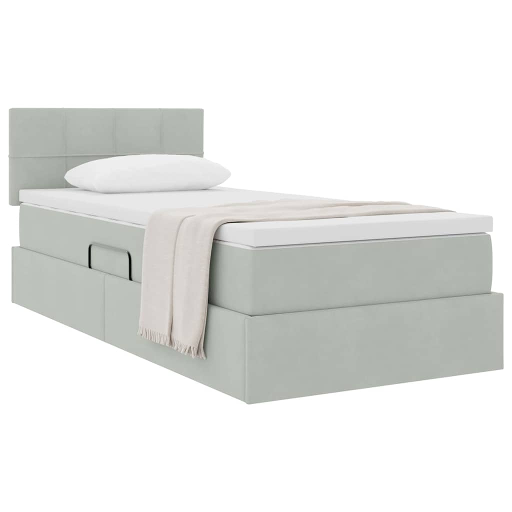 Krevet s od storage Svijetlo siva 100 x 200 cm Baršun