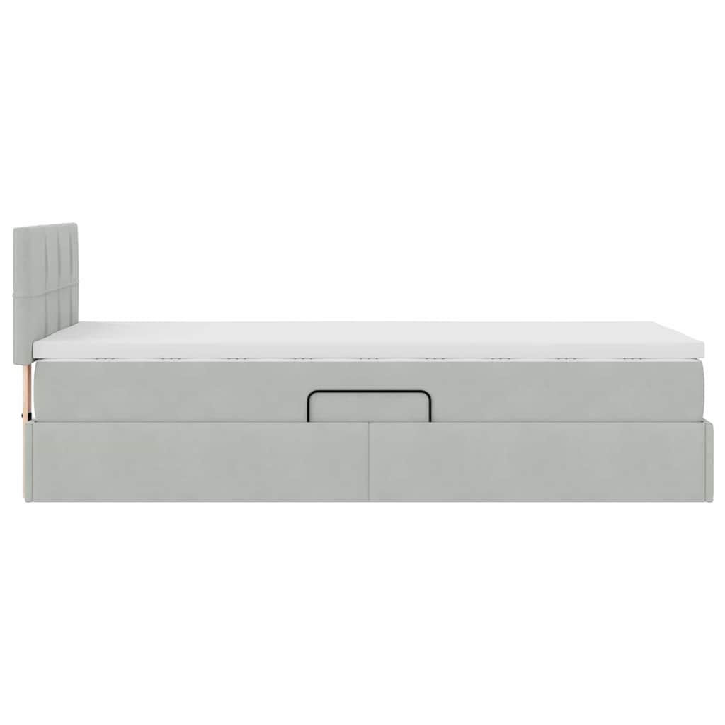 Krevet s od storage Svijetlo siva 100 x 200 cm Baršun