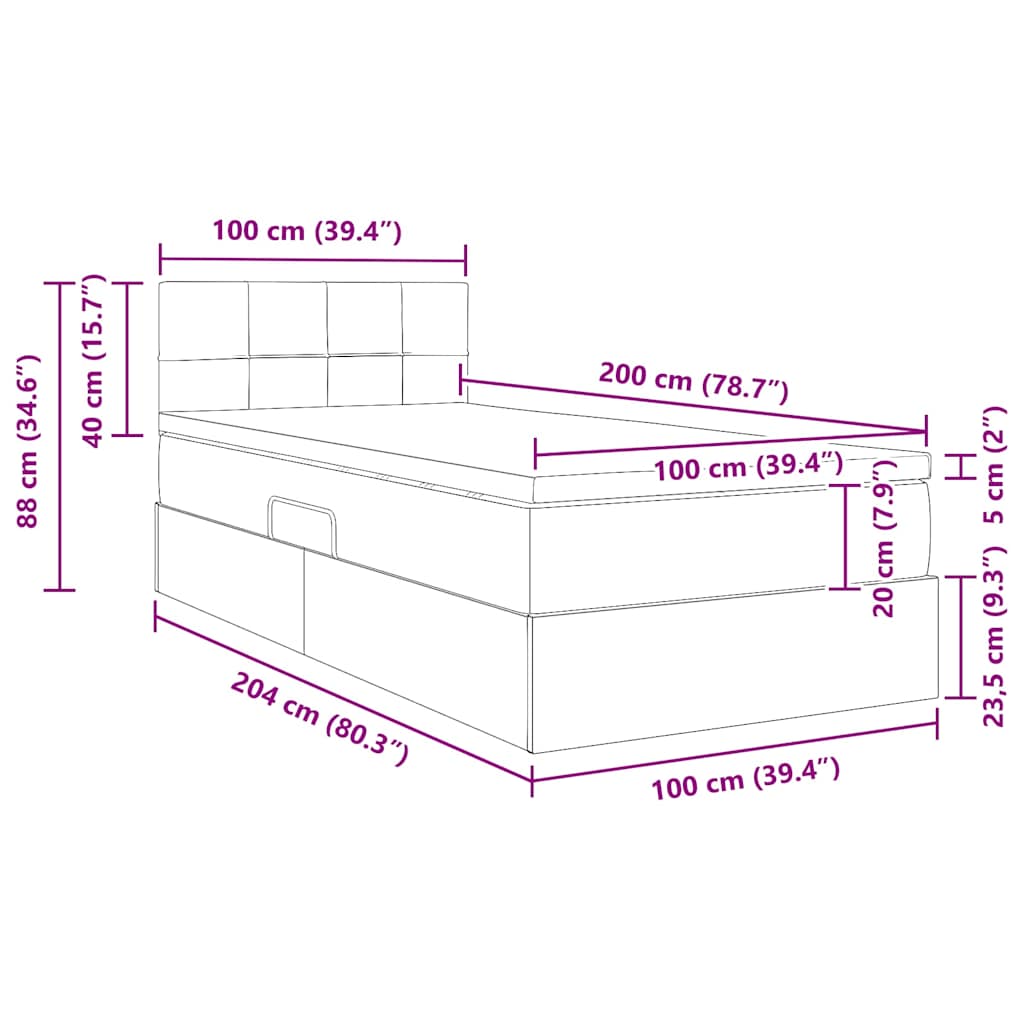 Krevet s od storage Svijetlo siva 100 x 200 cm Baršun