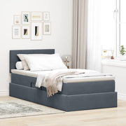 Krevet s od storage s madracem Tamno siva 100 x 200 cm Baršun