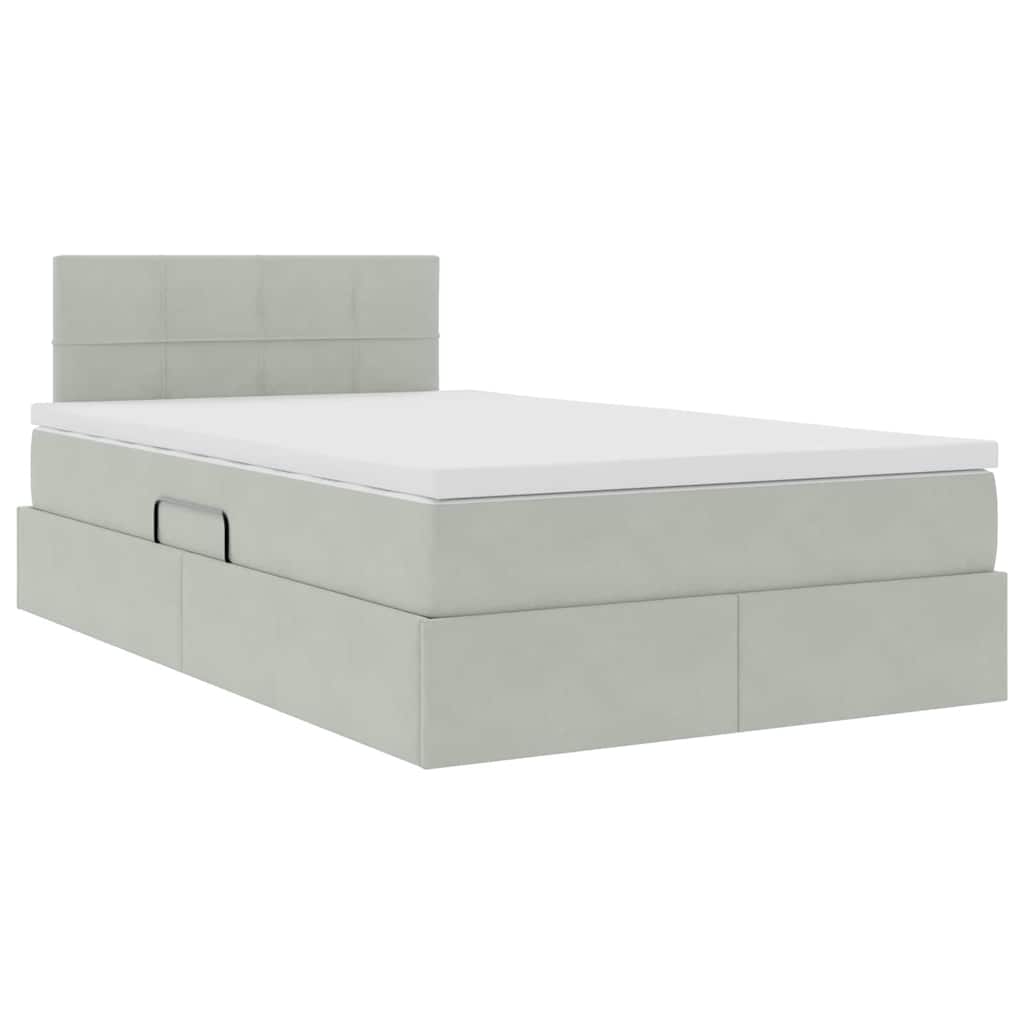 Krevet s od storage Svijetlo siva 120 x 190 cm Baršun