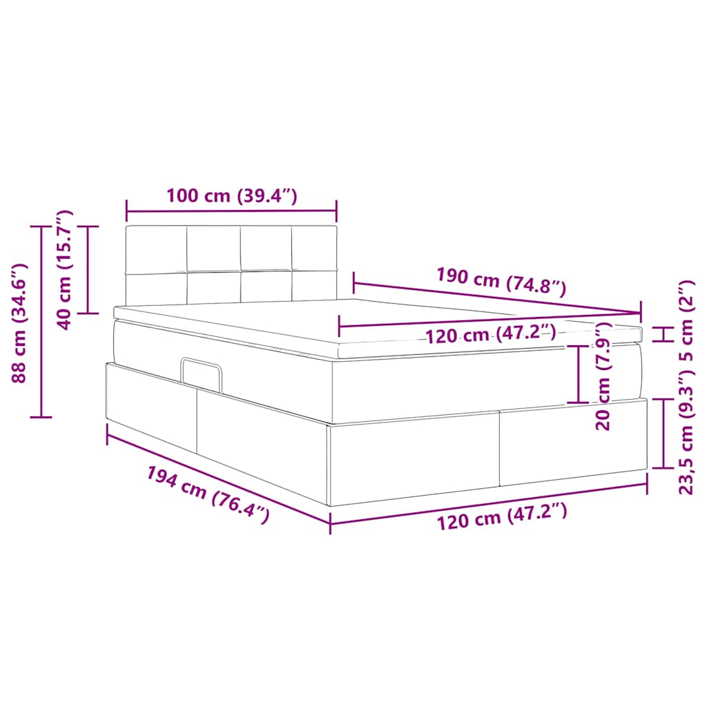 Krevet s od storage Svijetlo siva 120 x 190 cm Baršun