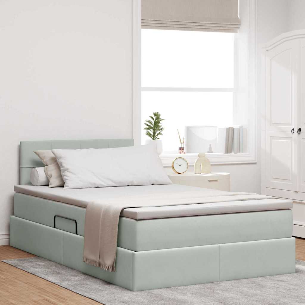 Krevet s od storage Svijetlo siva 120 x 200 cm Baršun