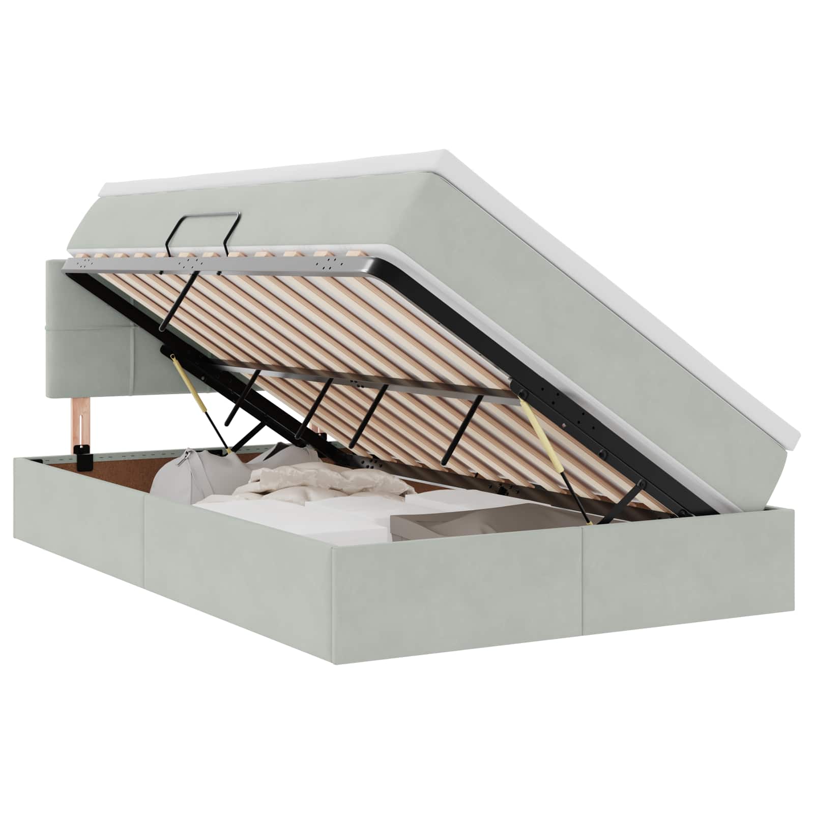 Krevet s od storage Svijetlo siva 120 x 200 cm Baršun