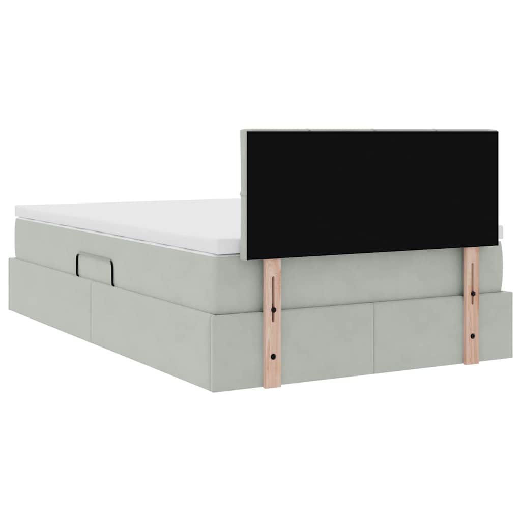 Krevet s od storage Svijetlo siva 120 x 200 cm Baršun