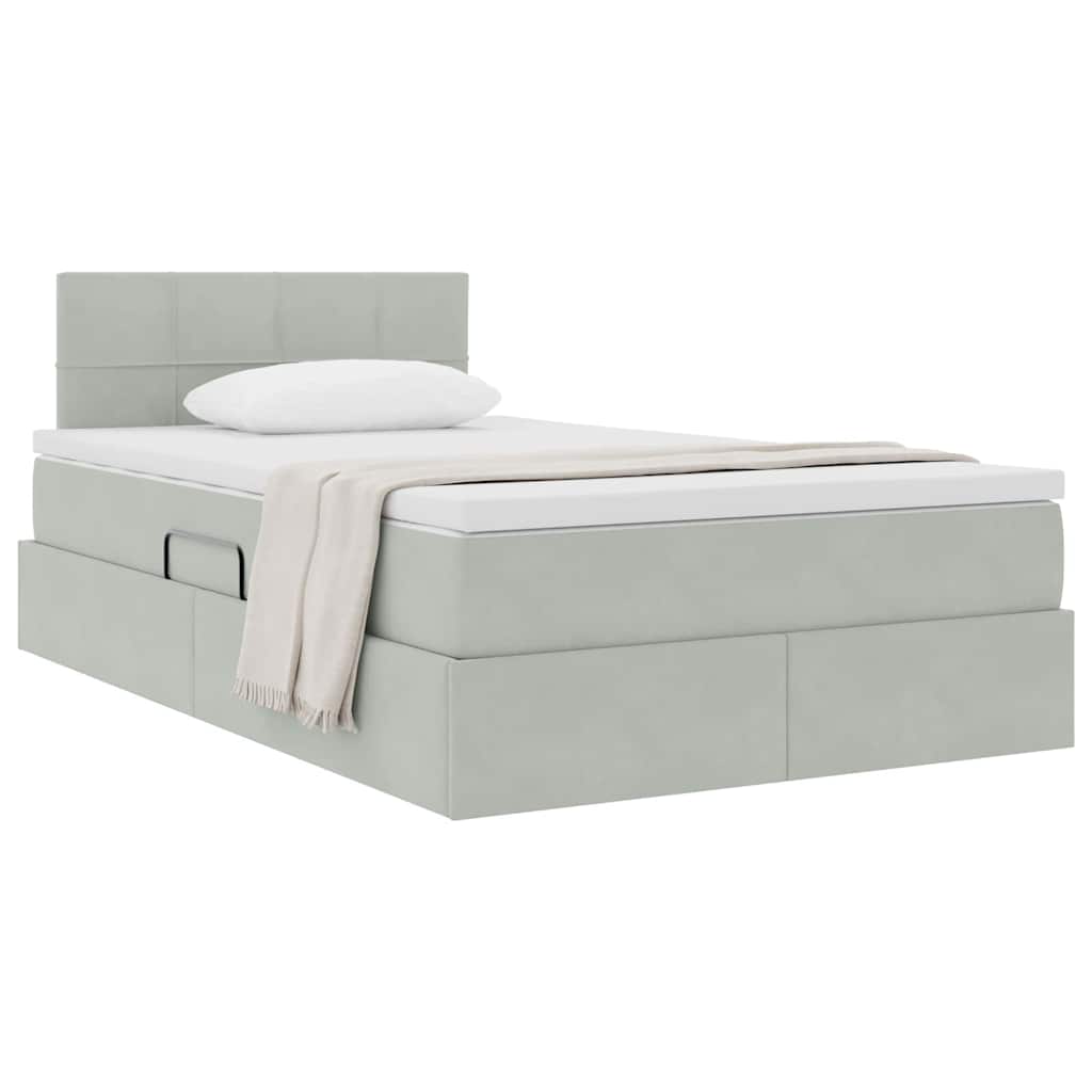 Krevet s od storage Svijetlo siva 120 x 200 cm Baršun