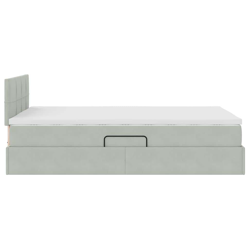 Krevet s od storage Svijetlo siva 120 x 200 cm Baršun
