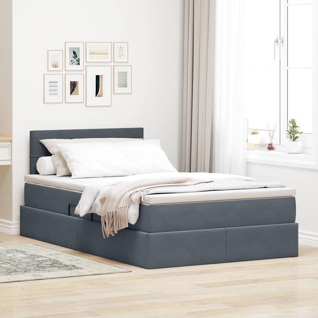 Krevet s od storage s madracem Tamno siva 120 x 200 cm Baršun