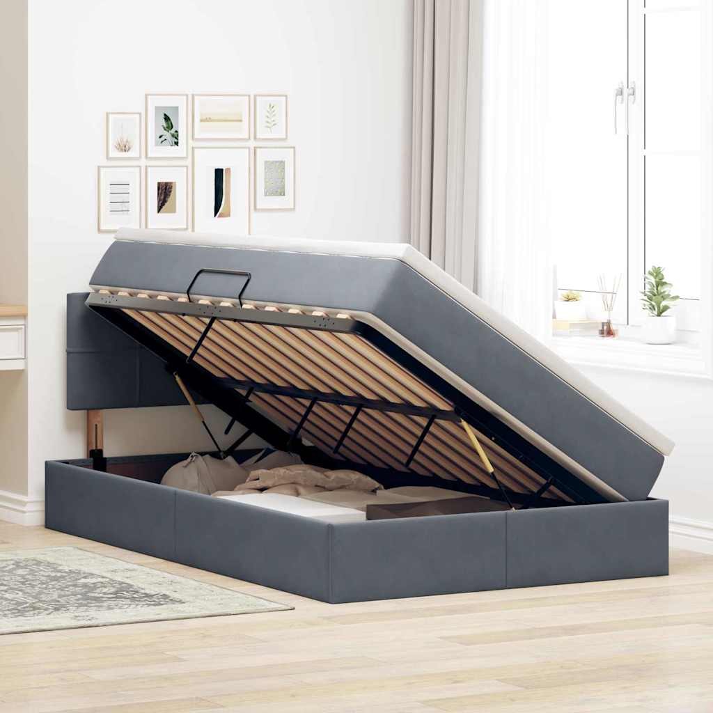 Krevet s od storage s madracem Tamno siva 120 x 200 cm Baršun