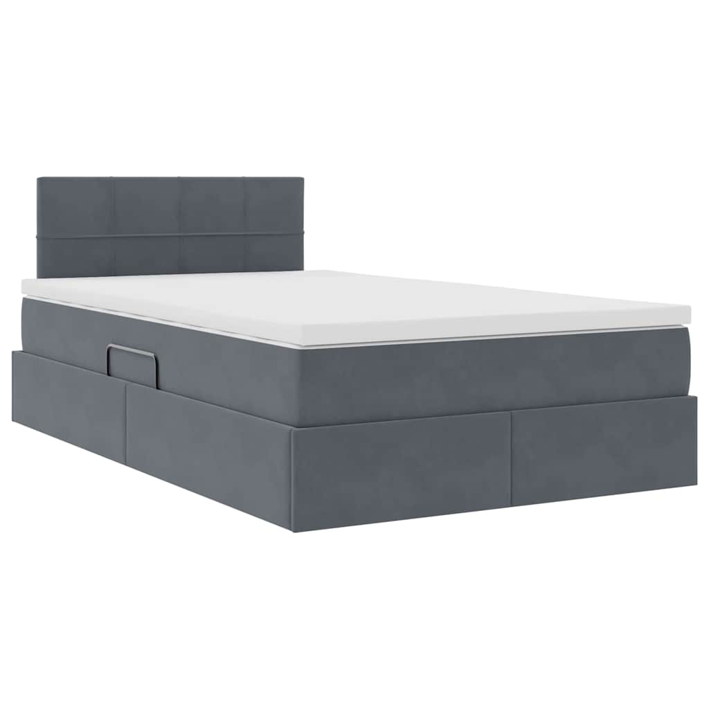 Krevet s od storage s madracem Tamno siva 120 x 200 cm Baršun