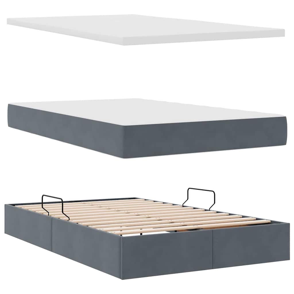Krevet s od storage s madracem Tamno siva 120 x 200 cm Baršun