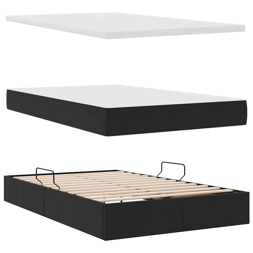 Krevet s od storage s madracem Crna 120 x 200 cm Baršun