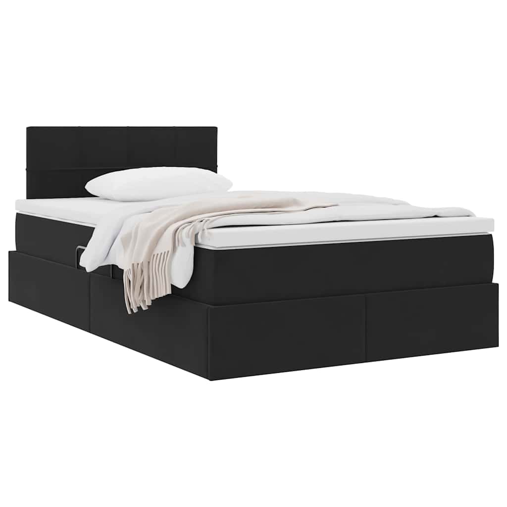 Krevet s od storage s madracem Crna 120 x 200 cm Baršun