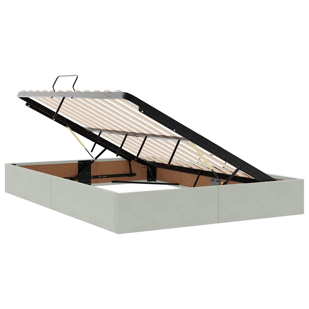 Krevet s od storage Svijetlo siva 140 x 190 cm Baršun