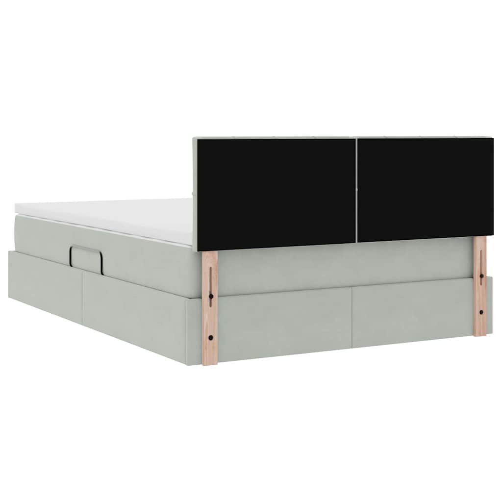 Krevet s od storage Svijetlo siva 140 x 190 cm Baršun