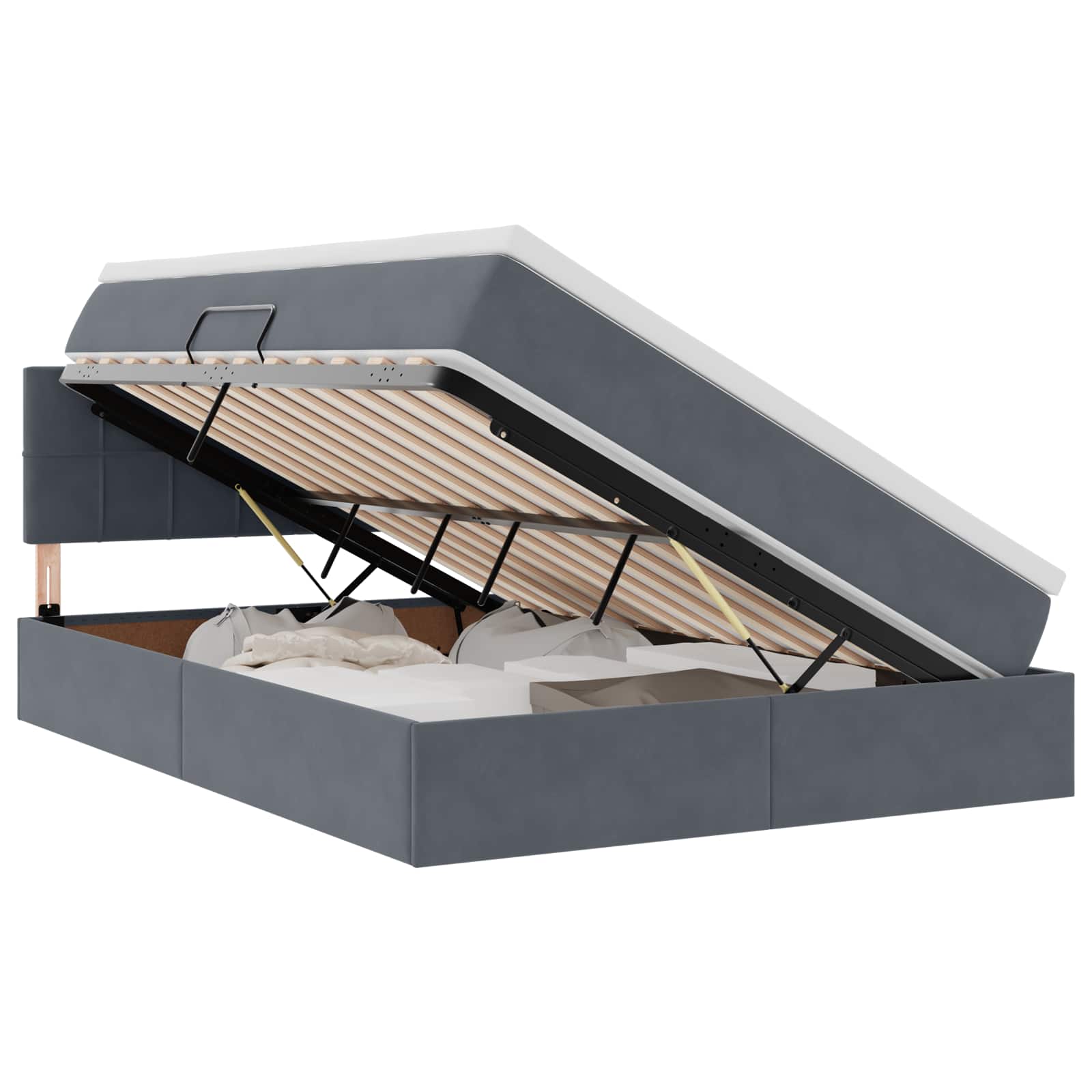 Krevet s od storage s madracem Tamno siva 140 x 190 cm Baršun