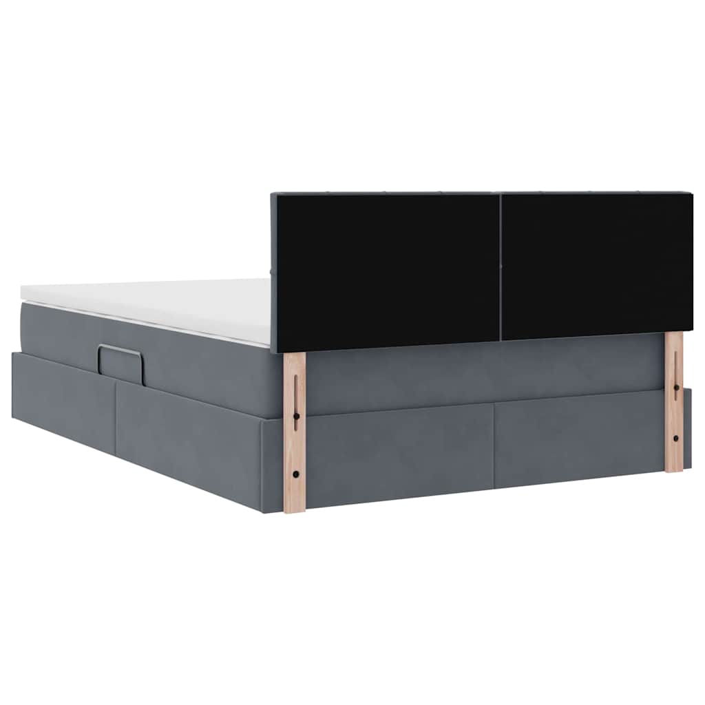 Krevet s od storage s madracem Tamno siva 140 x 190 cm Baršun