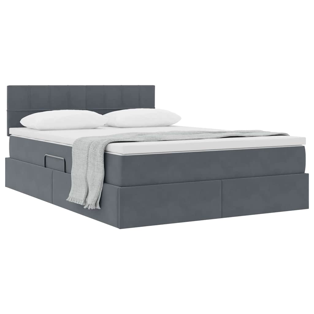 Krevet s od storage s madracem Tamno siva 140 x 190 cm Baršun