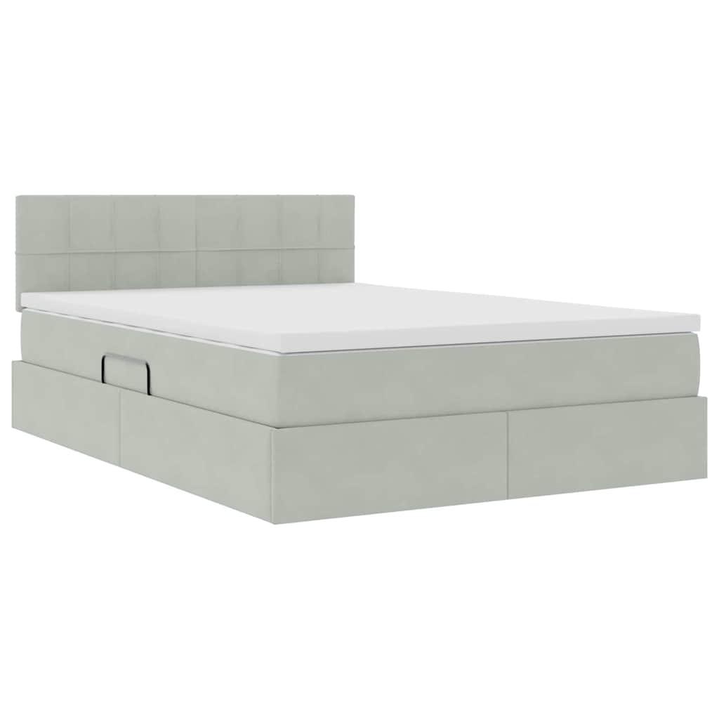 Krevet s od storage Svijetlo siva 140 x 200 cm Baršun