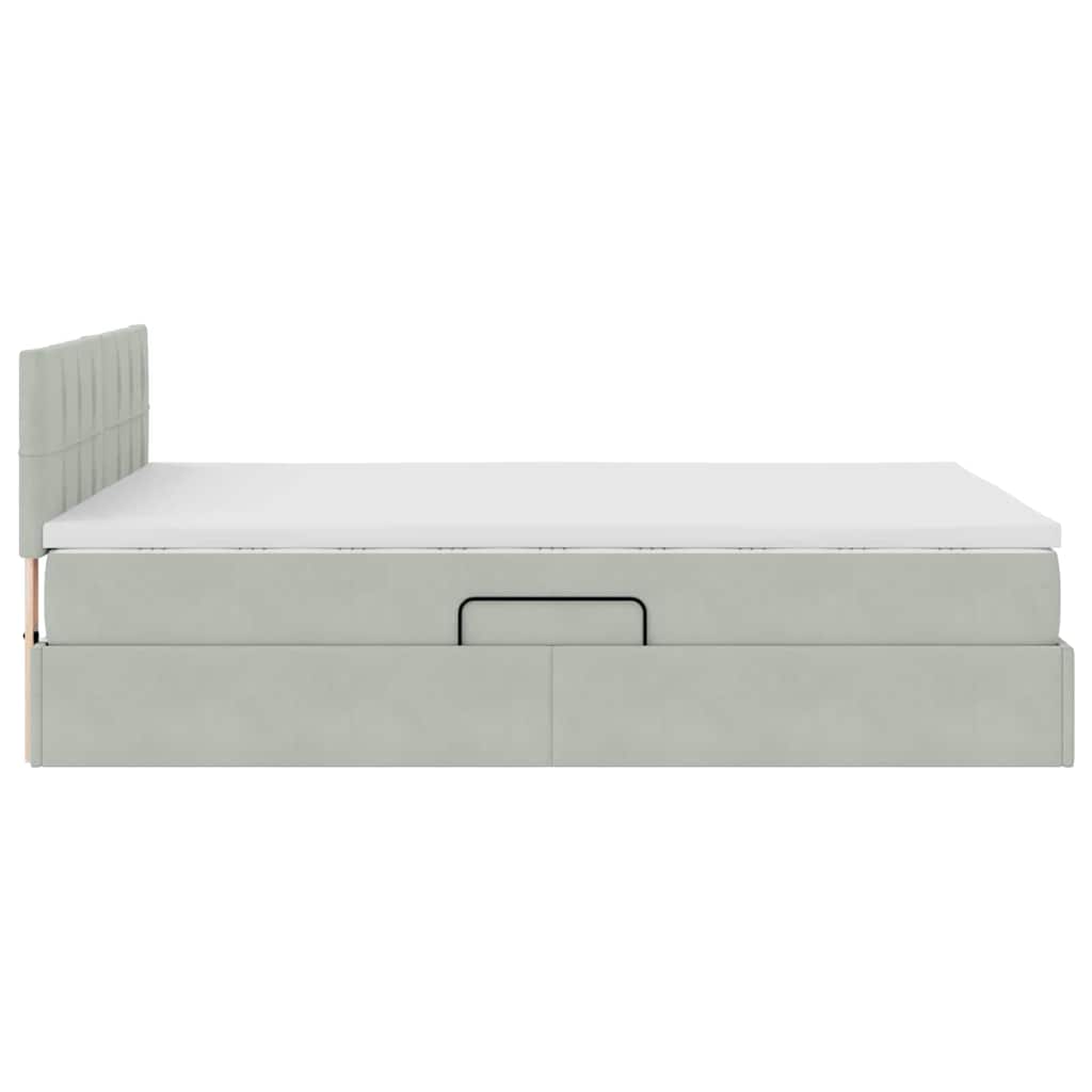 Krevet s od storage Svijetlo siva 140 x 200 cm Baršun