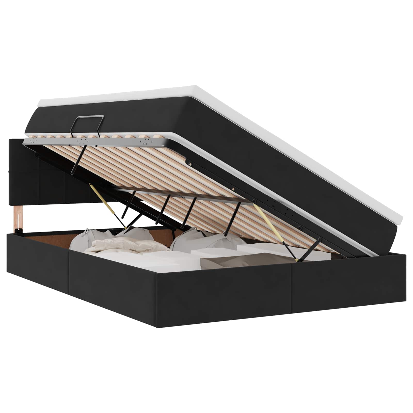 Krevet s od storage s madracem Crna 140 x 200 cm Baršun