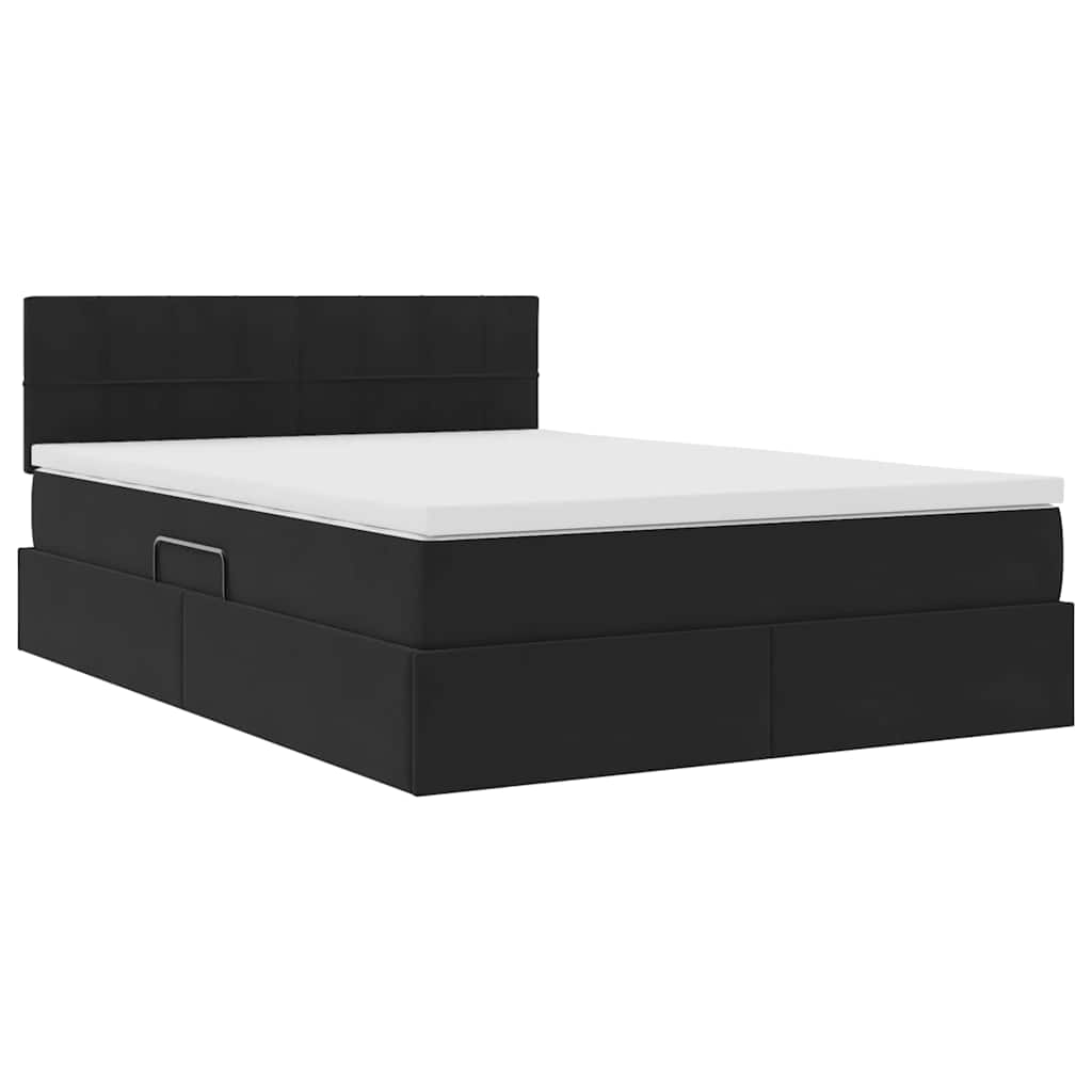 Krevet s od storage s madracem Crna 140 x 200 cm Baršun