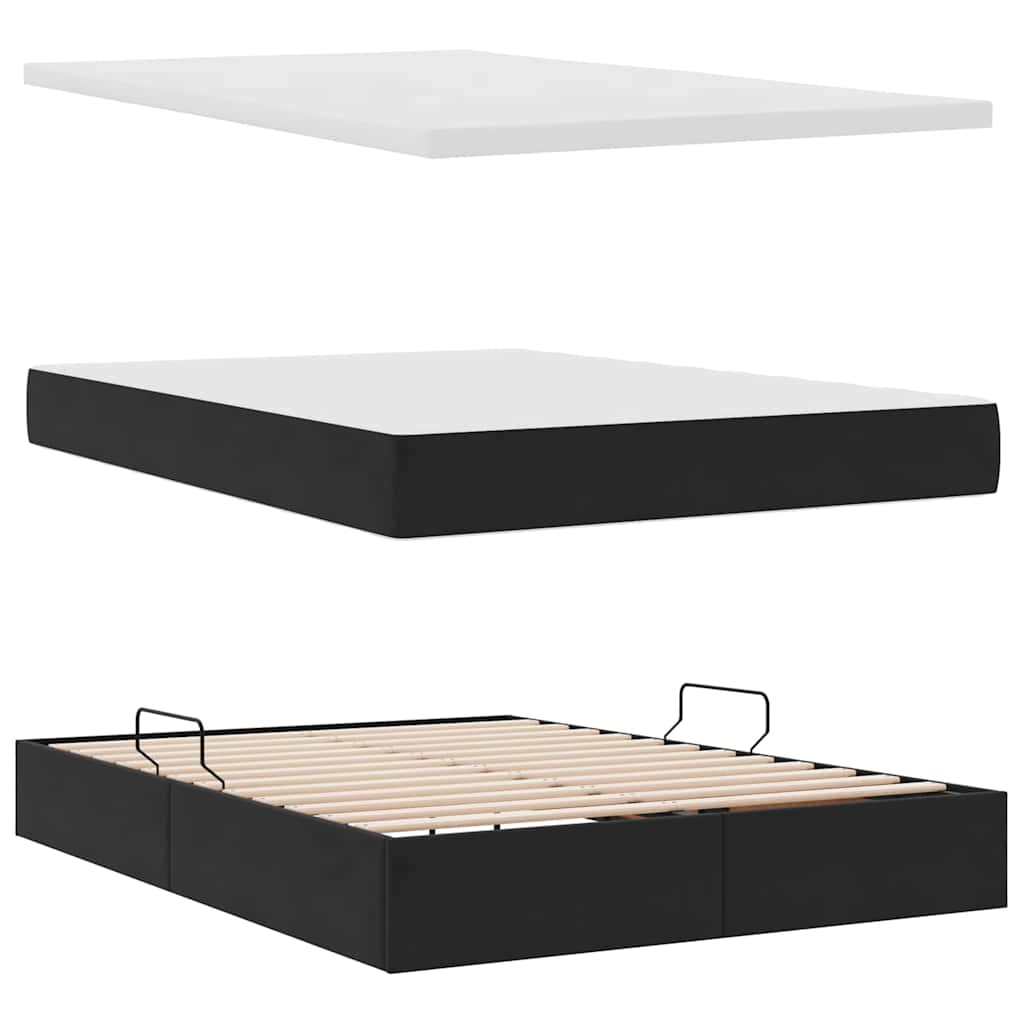 Krevet s od storage s madracem Crna 140 x 200 cm Baršun