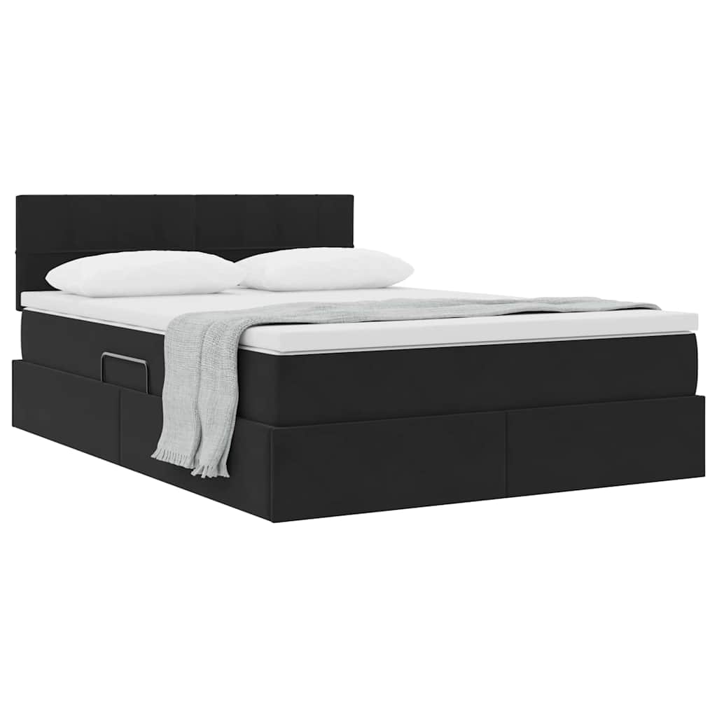 Krevet s od storage s madracem Crna 140 x 200 cm Baršun