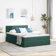 Krevet s od storage s madracem Tamnozelena 140 x 200 cm Baršun