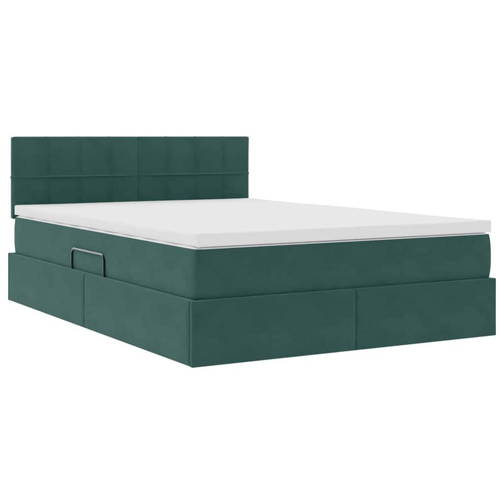 Krevet s od storage s madracem Tamnozelena 140 x 200 cm Baršun