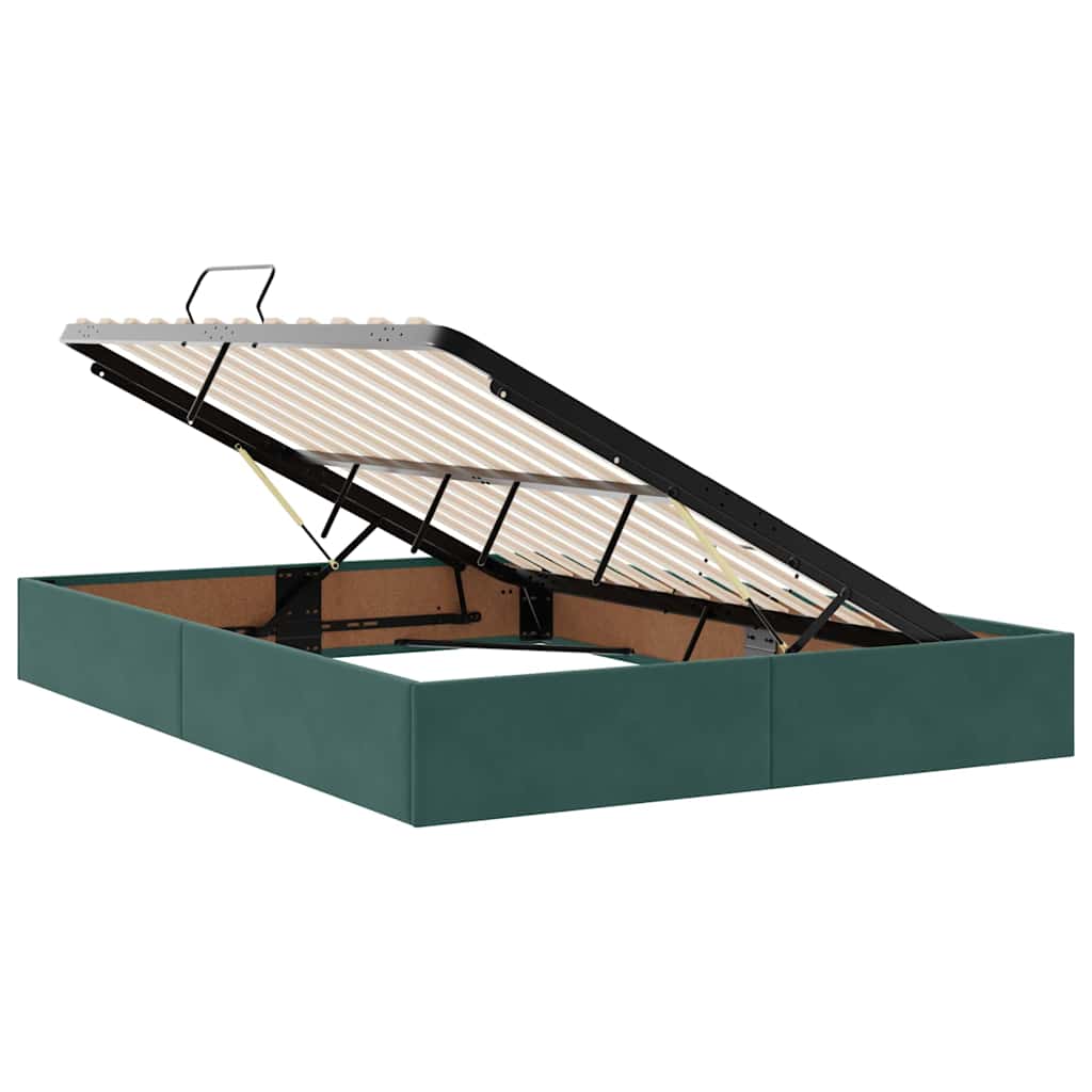 Krevet s od storage s madracem Tamnozelena 140 x 200 cm Baršun