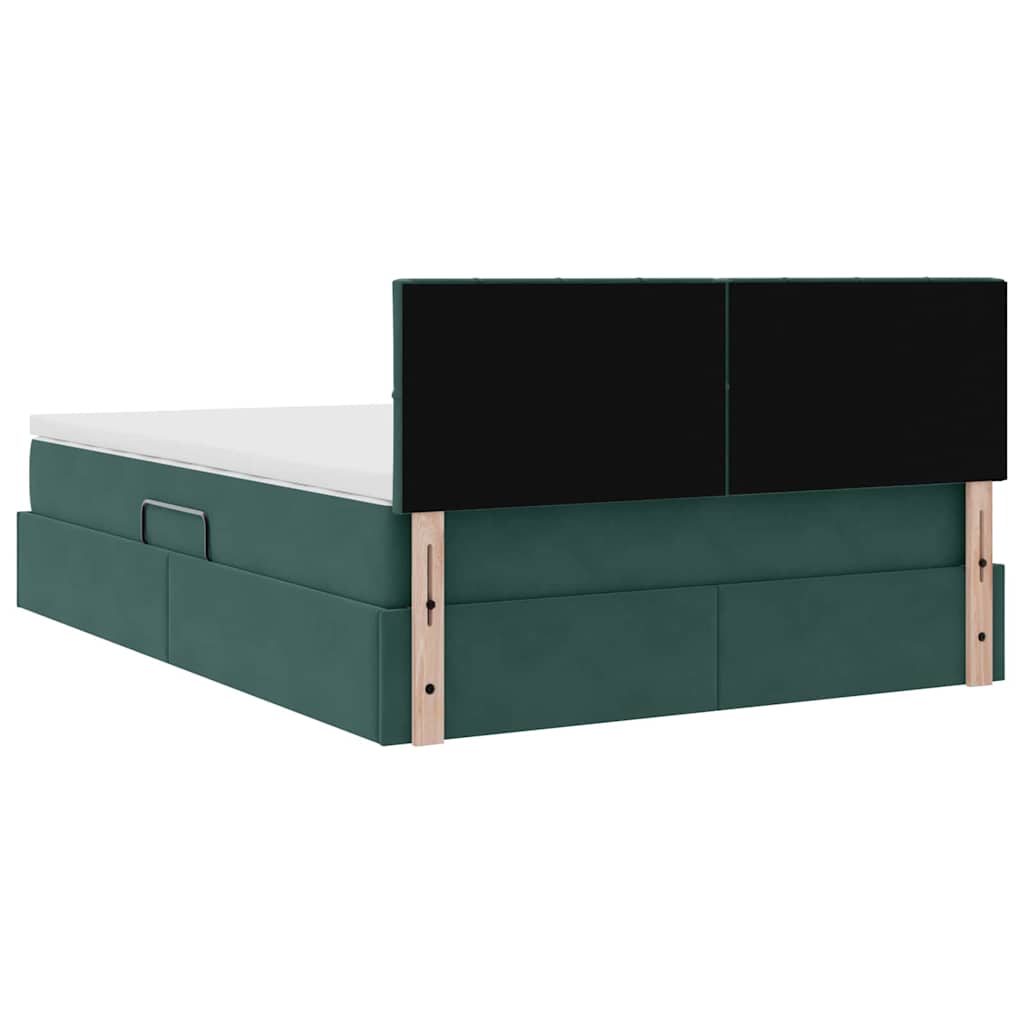 Krevet s od storage s madracem Tamnozelena 140 x 200 cm Baršun