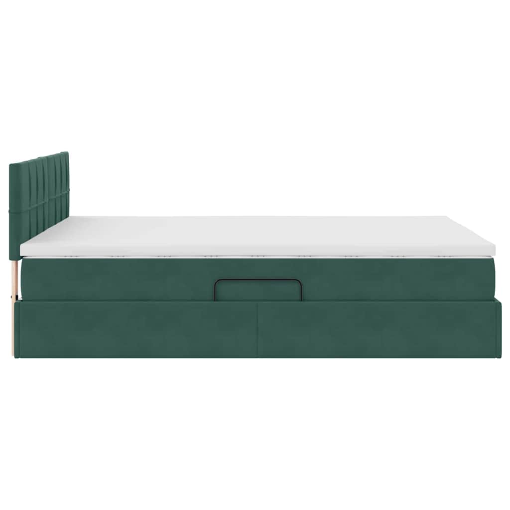 Krevet s od storage s madracem Tamnozelena 140 x 200 cm Baršun