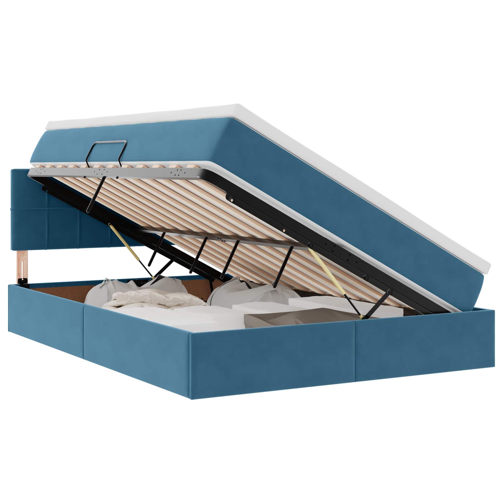 Krevet s od storage s madracem Tamno plava 140 x 200 cm Baršun