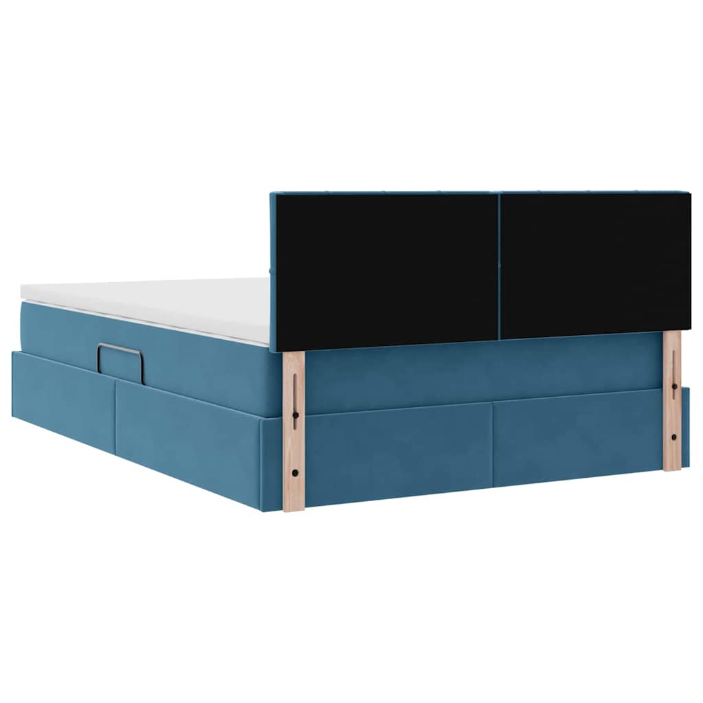 Krevet s od storage s madracem Tamno plava 140 x 200 cm Baršun
