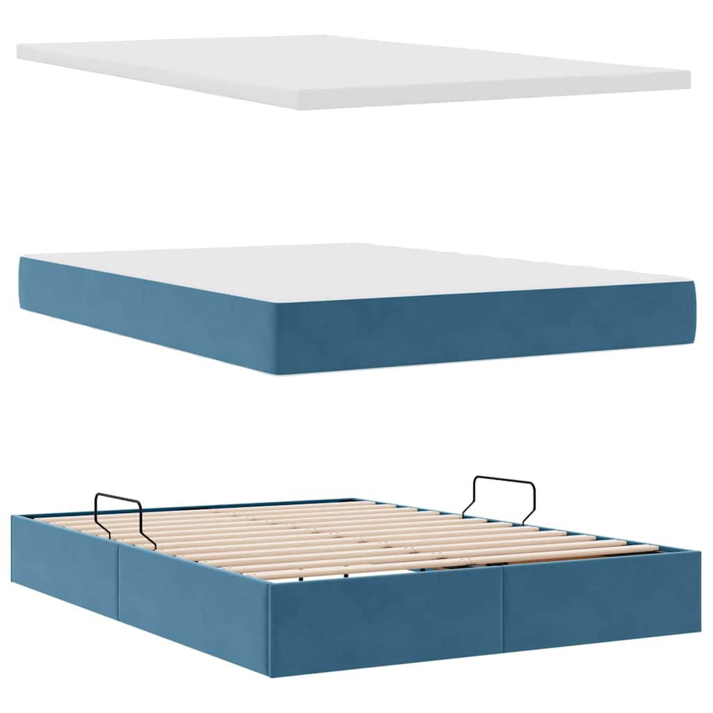 Krevet s od storage s madracem Tamno plava 140 x 200 cm Baršun